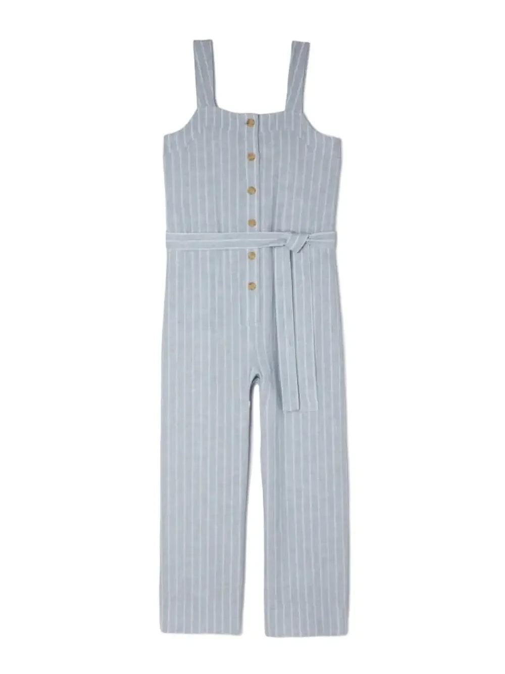 Everlane Linen Jumpsuit Light Blue White Stripe Size 6